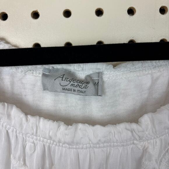Angela Moda Italy White Silk Off-Shoulder Blouse Fairycore Whimsical - Picture 5 of 9